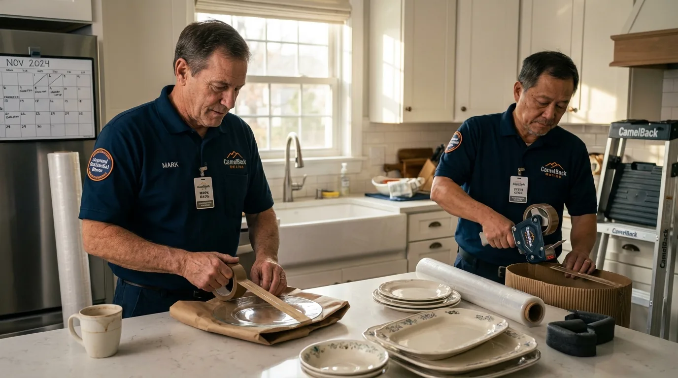 Professional crew packing kitchen dishware in Glenn Dale, MD